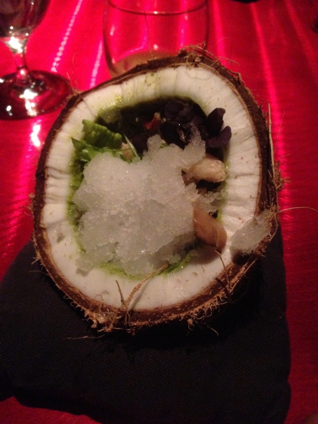Coconut with crab, green chil paste